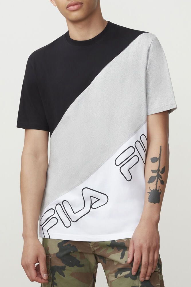 Fila T-Shirt Grove Mens Black/Grey/White - India ZED-148239